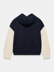 Mint Velvet Blue Cotton Blend Contrast Sleeve Hoodie - Image 8 of 8