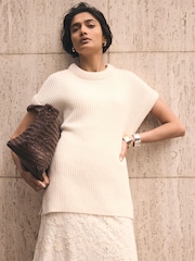 Mint Velvet White Wool Blend Longline Knit Top - Image 4 of 8