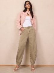 Mint Velvet Green Barrel Leg Jeans - Image 1 of 8