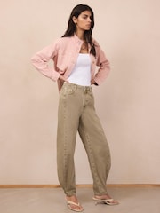 Mint Velvet Green Barrel Leg Jeans - Image 4 of 8