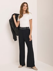 Mint Velvet Black Waist Detail Wide Trousers - Image 3 of 7