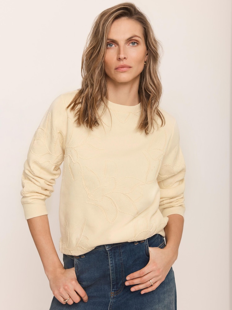 Mint Velvet Yellow Cotton Blend Embroidered Sweatshirt - Image 2 of 8