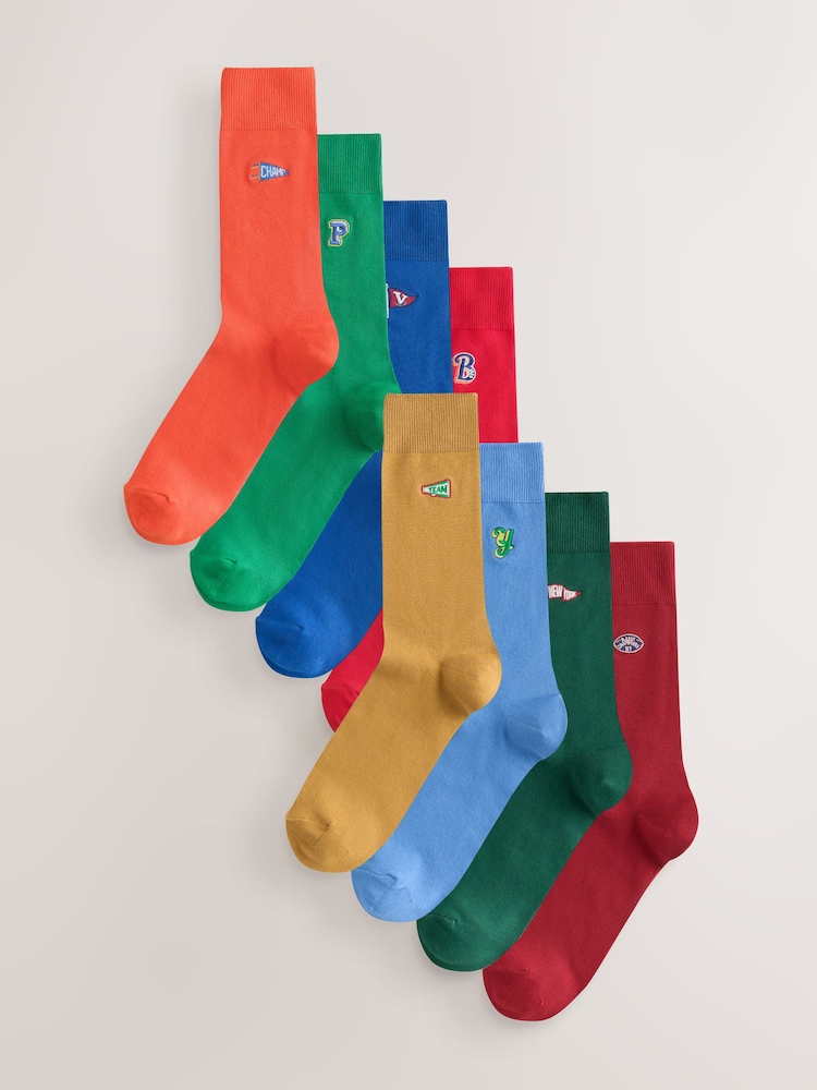 Blue/Red Preppy Fun Socks 8 Pack - Image 1 of 12 Blue/Red Preppy Fun Socks 8 Pack - Image 1 of 12