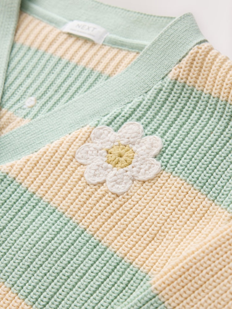 Mint and Yellow stripe Love Bug Cardigan (3mths-7yrs) - Image 4 of 4