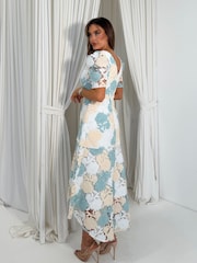 Girl In Mind White Myrtle V-Neck A Line Floral Pastel Lace Midi Dress - Image 2 of 3