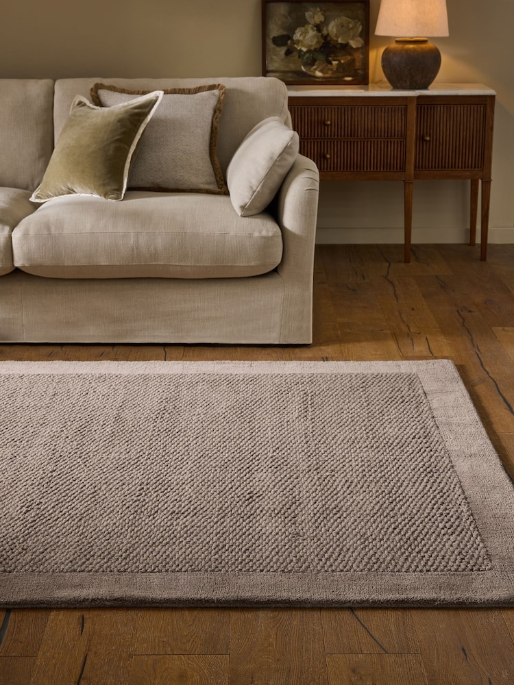 Mink Natural Collection Luxe Florence Border Wool Rug - Image 1 of 5 Mink Natural Collection Luxe Florence Border Wool Rug - Image 1 of 5