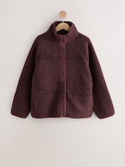 Burgundy Red Button Through Borg Fleece - Image 1 of 3