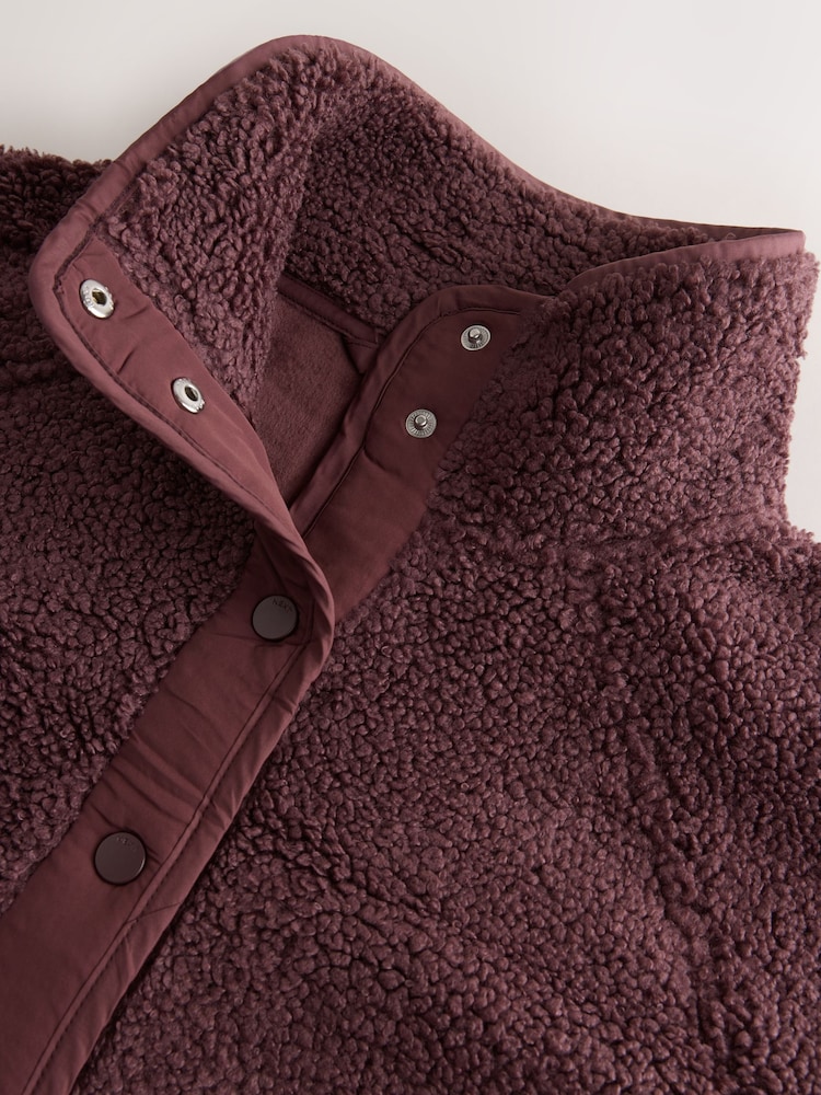 Burgundy Red Button Through Borg Fleece - Image 2 of 3 Burgundy Red Button Through Borg Fleece - Image 2 of 3