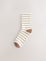 Cream/Neutral Stripe Ribbed Ankle Socks 4 Pack - Image 3 of 7