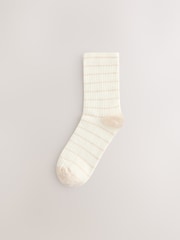 Cream/Neutral Stripe Ribbed Ankle Socks 4 Pack - Image 4 of 7