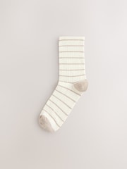 Cream/Neutral Stripe Ribbed Ankle Socks 4 Pack - Image 5 of 7
