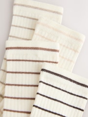 Cream/Neutral Stripe Ribbed Ankle Socks 4 Pack - Image 6 of 7