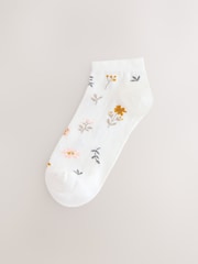 White Floral Pattern Trainer Socks 4 Pack - Image 3 of 7