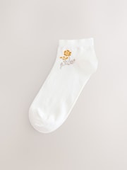 White Floral Pattern Trainer Socks 4 Pack - Image 4 of 7