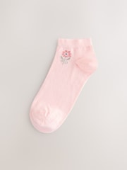 White Floral Pattern Trainer Socks 4 Pack - Image 5 of 7