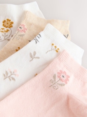 White Floral Pattern Trainer Socks 4 Pack - Image 6 of 7