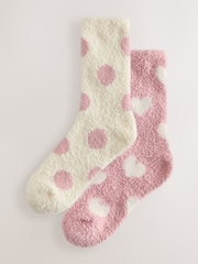 Pink/Cream Cosy Ankle Socks 2 Pack - Image 1 of 5