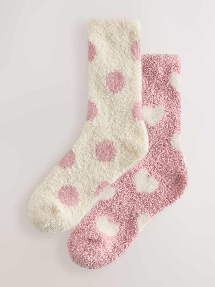 Pink/Cream Cosy Ankle Socks 2 Pack - Image 1 of 5 Pink/Cream Cosy Ankle Socks 2 Pack - Image 1 of 5
