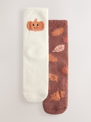 Autumal/Pumpkin Cosy Ankle Socks 2 Pack - Image 1 of 5