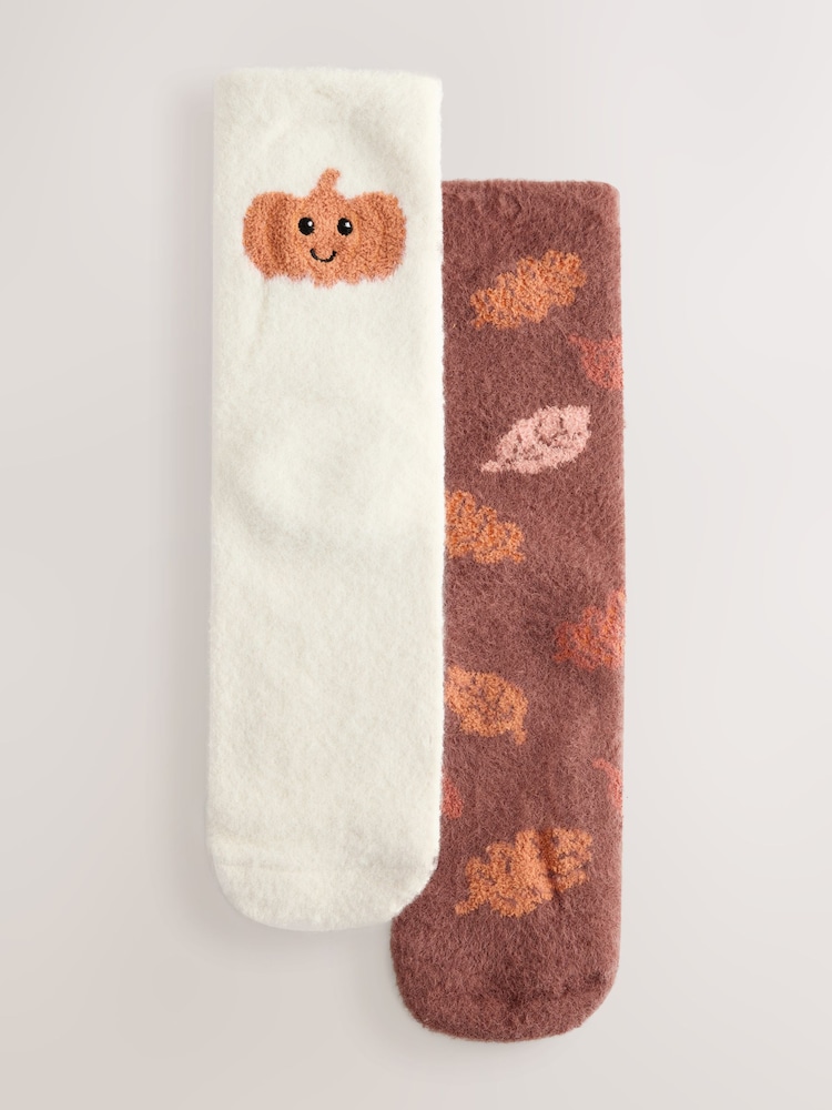 Autumal/Pumpkin Cosy Ankle Socks 2 Pack - Image 1 of 5