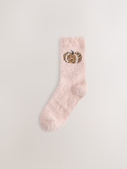 Leopard Print Pumpkins Superhairy Cosy Socks 2 Pack - Image 2 of 5