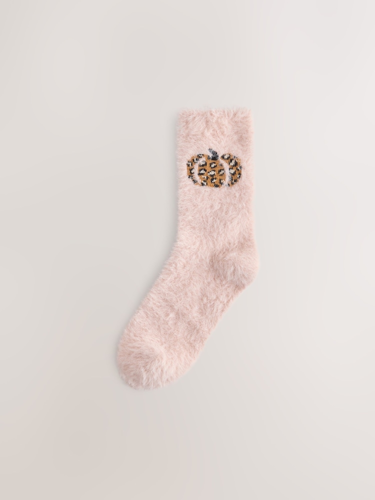 Leopard Print Pumpkins Superhairy Cosy Socks 2 Pack - Image 2 of 5