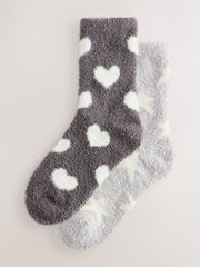 Charcoal Grey/Light Grey Cosy Ankle Socks 2 Pack - Image 1 of 5