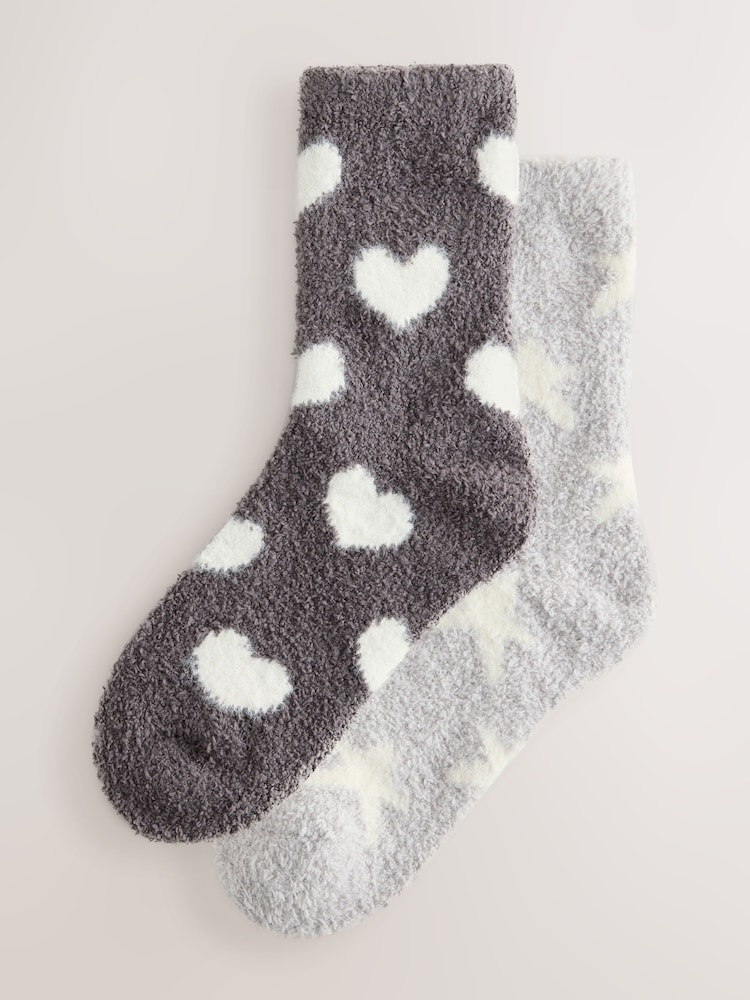 Charcoal Grey/Light Grey Cosy Ankle Socks 2 Pack - Image 1 of 5 Charcoal Grey/Light Grey Cosy Ankle Socks 2 Pack - Image 1 of 5