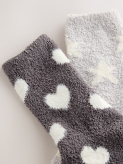 Charcoal Grey/Light Grey Cosy Ankle Socks 2 Pack - Image 4 of 5