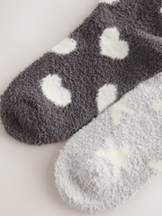 Charcoal Grey/Light Grey Cosy Ankle Socks 2 Pack - Image 5 of 5