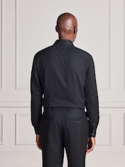 Black Slim Fit Signature Two-Fold Cotton Textured Smart Shirt - Image 3 of 10