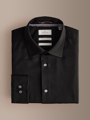 Black Slim Fit Signature Two-Fold Cotton Textured Smart Shirt - Image 8 of 10