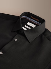 Black Slim Fit Signature Two-Fold Cotton Textured Smart Shirt - Image 9 of 10