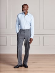 Light Blue Slim Fit Signature Two-Fold Cotton Textured Smart Shirt - Image 2 of 9