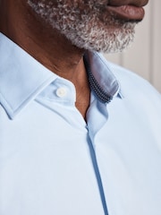 Light Blue Slim Fit Signature Two-Fold Cotton Textured Smart Shirt - Image 5 of 9