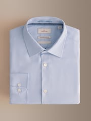 Light Blue Slim Fit Signature Two-Fold Cotton Textured Smart Shirt - Image 7 of 9