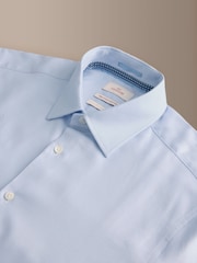 Light Blue Slim Fit Signature Two-Fold Cotton Textured Smart Shirt - Image 8 of 9