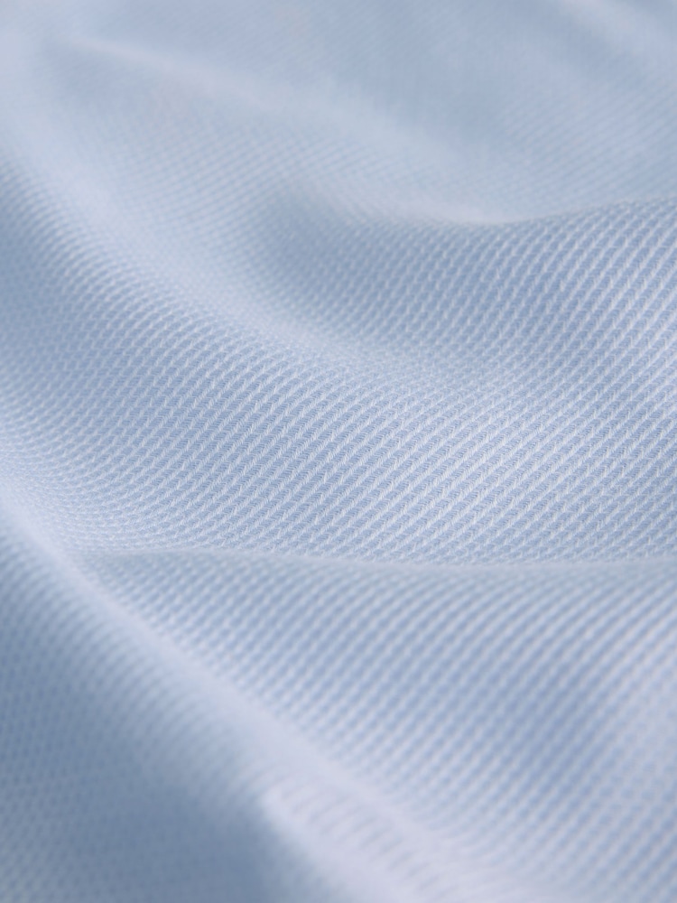 Light Blue Slim Fit Signature Two-Fold Cotton Textured Smart Shirt - Image 9 of 9 Light Blue Slim Fit Signature Two-Fold Cotton Textured Smart Shirt - Image 9 of 9