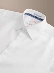 White Regular Fit Signature Cotton Modal Blend Textured Smart Shirt With Double Cuff - Image 10 of 10