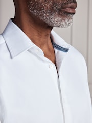 White Regular Fit Signature Cotton Modal Blend Textured Smart Shirt With Double Cuff - Image 5 of 10