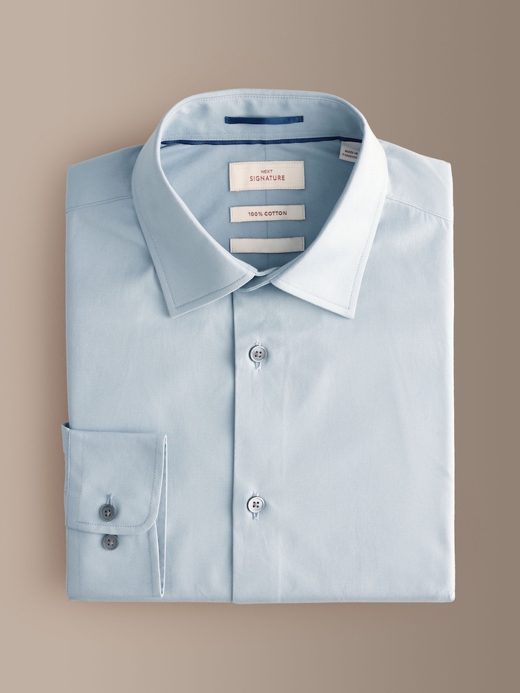Blue Regular Fit Signature Cotton Poplin Formal Shirt - Image 1 of 3 Blue Regular Fit Signature Cotton Poplin Formal Shirt - Image 1 of 3