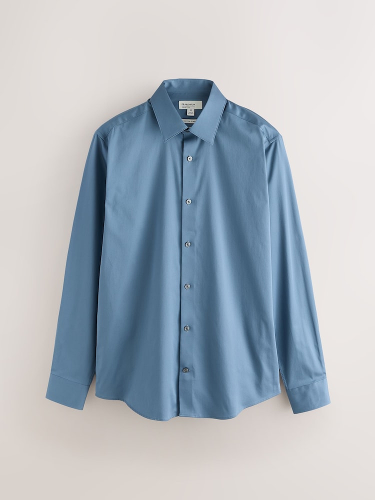 Blue N. Premium Smart Long Sleeve Sateen Shirt - Image 1 of 3 Blue N. Premium Smart Long Sleeve Sateen Shirt - Image 1 of 3
