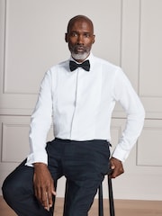 Άσπρο - Signature Cotton Modal Blend Marcella Bib Smart Shirt With Metal Cufflink - Εικόνα 1 από 9