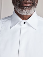 Άσπρο - Signature Cotton Modal Blend Marcella Bib Smart Shirt With Metal Cufflink - Εικόνα 4 από 9