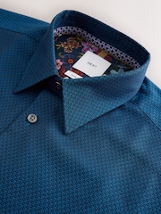 Teal Blue Regular Fit Single Cuff 100% Cotton Long Sleeve Formal Shirt - Image 9 of 10