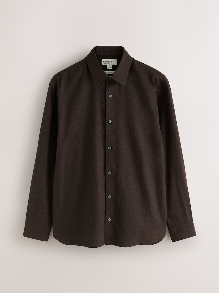 Brown N.Premium Long Sleeve Soft Touch Smart Shirt - Image 1 of 3 Brown N.Premium Long Sleeve Soft Touch Smart Shirt - Image 1 of 3