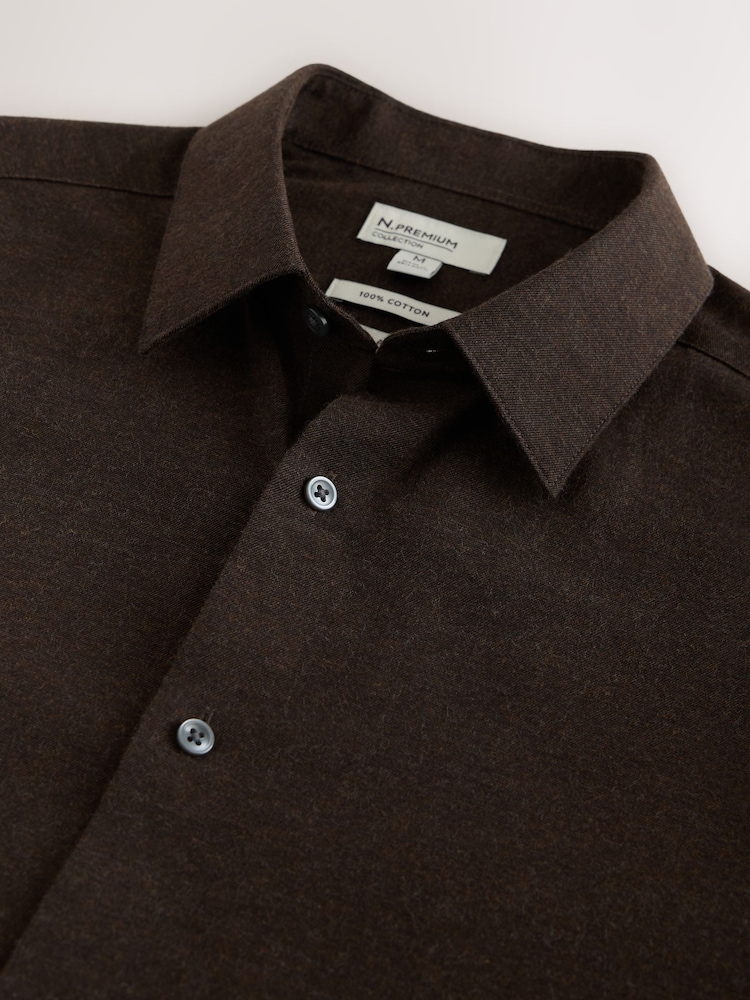 Brown N.Premium Long Sleeve Soft Touch Smart Shirt - Image 2 of 3 Brown N.Premium Long Sleeve Soft Touch Smart Shirt - Image 2 of 3