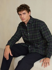 Navy Brushed Flannel Shirt - Image 4 of 7