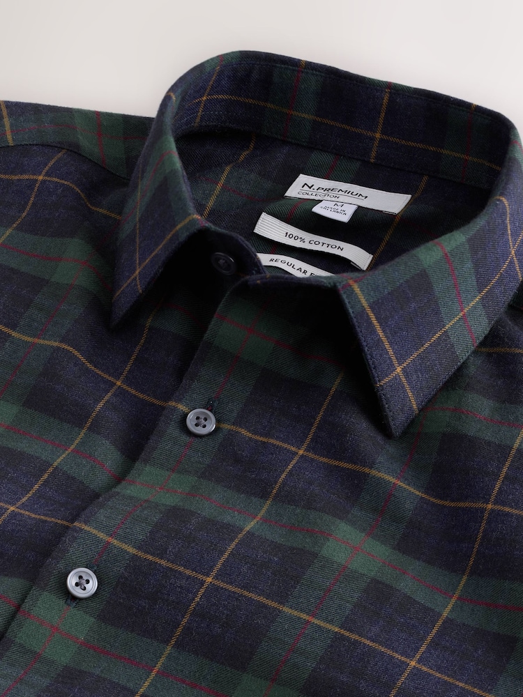 Navy Brushed Flannel Shirt - Image 7 of 7 Navy Brushed Flannel Shirt - Image 7 of 7
