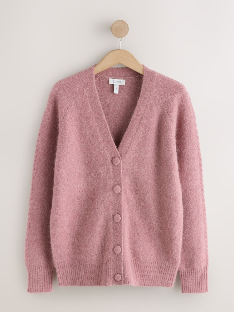 Pink - N.Premium Long Sleeve Mid-Length Deep V Knit Cardigan - Bild 1 von 3